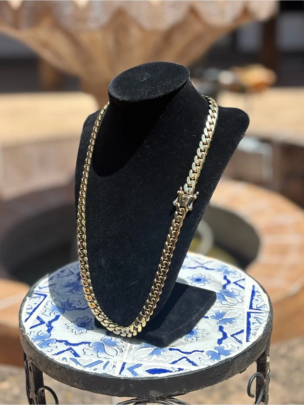 14k Cuban Gold Overlay Necklace Chain 24” long Cadena Oro Laminado Cubano eslabo